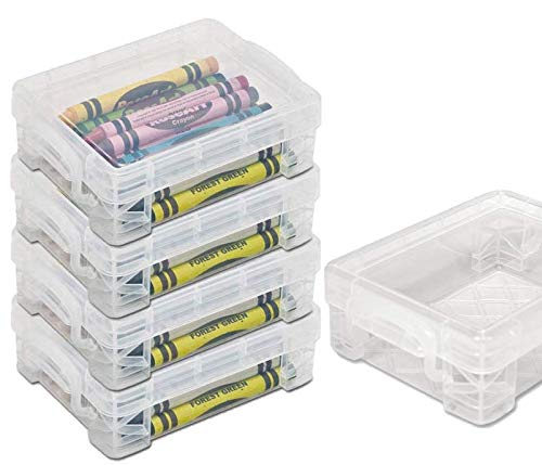 1InTheOffice Crayon Box, Stackable Clear (4 Pack.) - Image 1
